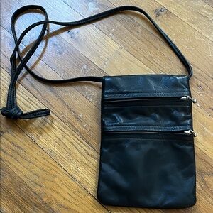 Handcrafted Black Leather Crossbody Bag